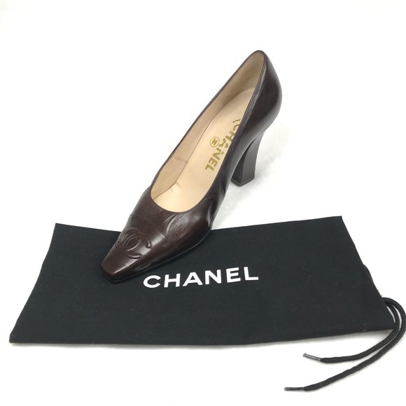 Auc Chanel Vintage CC Logo Brown heels - Picture 6 of 13